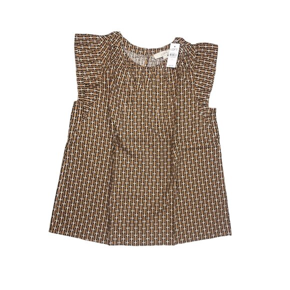 LOFT WOMEN GEO FLUTTER SLEEVE TOP LARGE - Picture 2 of 16